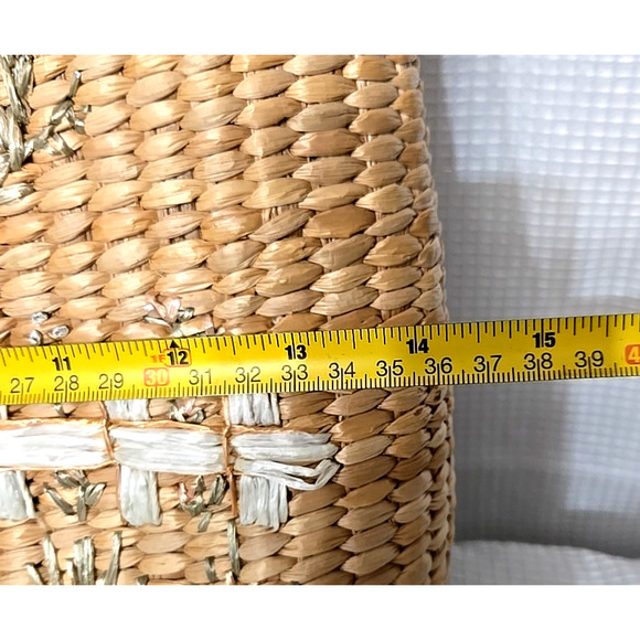 Vtg Cappelli Straworld Picket Fence Purse Wood Handles Rafia Lined Cottage Core - Picture 12 of 13